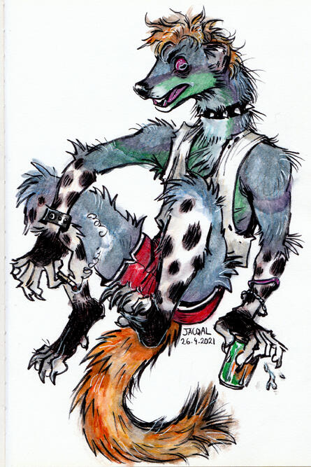 Gromit (brush pen, fineliner, watercolour, gel pen)