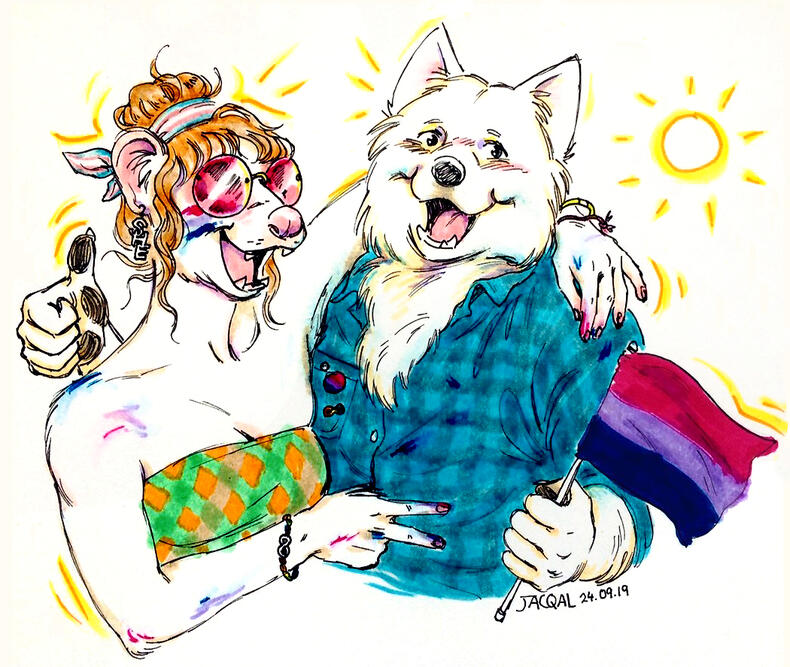 Bi pride (fineliner, marker)