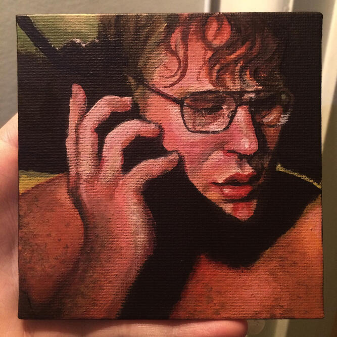 Philip Seymour Hoffman, 2021 (acrylic, 4")